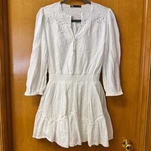 Zara White Long Sleeve Dress